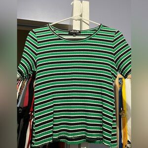 Lettuce Trim Striped Cropped Top